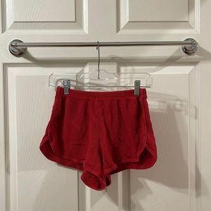 Brandy Melville Red Waffle Shorts
